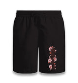 Japanese Quote with Decorative Flowers Black Shorts - Premium  from W.E.N.S. WIND - Just 7990! Shop now at W.E.N.S. WIND