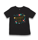 Birthday Girl with Flowers and Leaves Kid's Black T-shirt - Premium  from W.E.N.S. WIND - Just 5990! Shop now at W.E.N.S. WIND