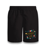 Birthday Girl with Flowers and Leaves Black Shorts - Premium  from W.E.N.S. WIND - Just 7990! Shop now at W.E.N.S. WIND