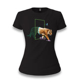 Tiger Leaving Digital World Women's Black T-shirt - Premium  from W.E.N.S. WIND - Just 6490! Shop now at W.E.N.S. WIND