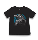 Raven Bird in Front of a Viking Rune Kid's Black T-shirt - Premium  from W.E.N.S. WIND - Just 5990! Shop now at W.E.N.S. WIND