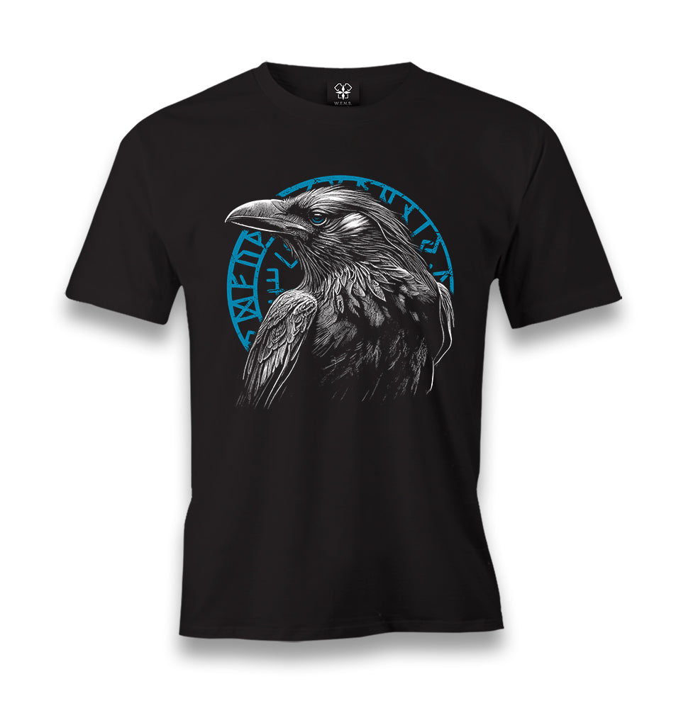 Raven Bird in Front of a Viking Rune Men's Black Tshirt - Premium  from W.E.N.S. WIND - Just 6490! Shop now at W.E.N.S. WIND