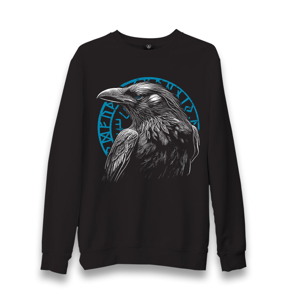 Raven Bird in Front of a Viking Rune Unisex Black Sweatshirt - Premium  from W.E.N.S. WIND - Just 10990! Shop now at W.E.N.S. WIND