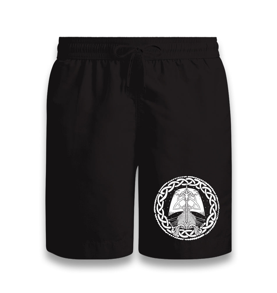 A Viking Longship in a Celtic Knot Black Shorts - Premium  from W.E.N.S. WIND - Just 7990! Shop now at W.E.N.S. WIND