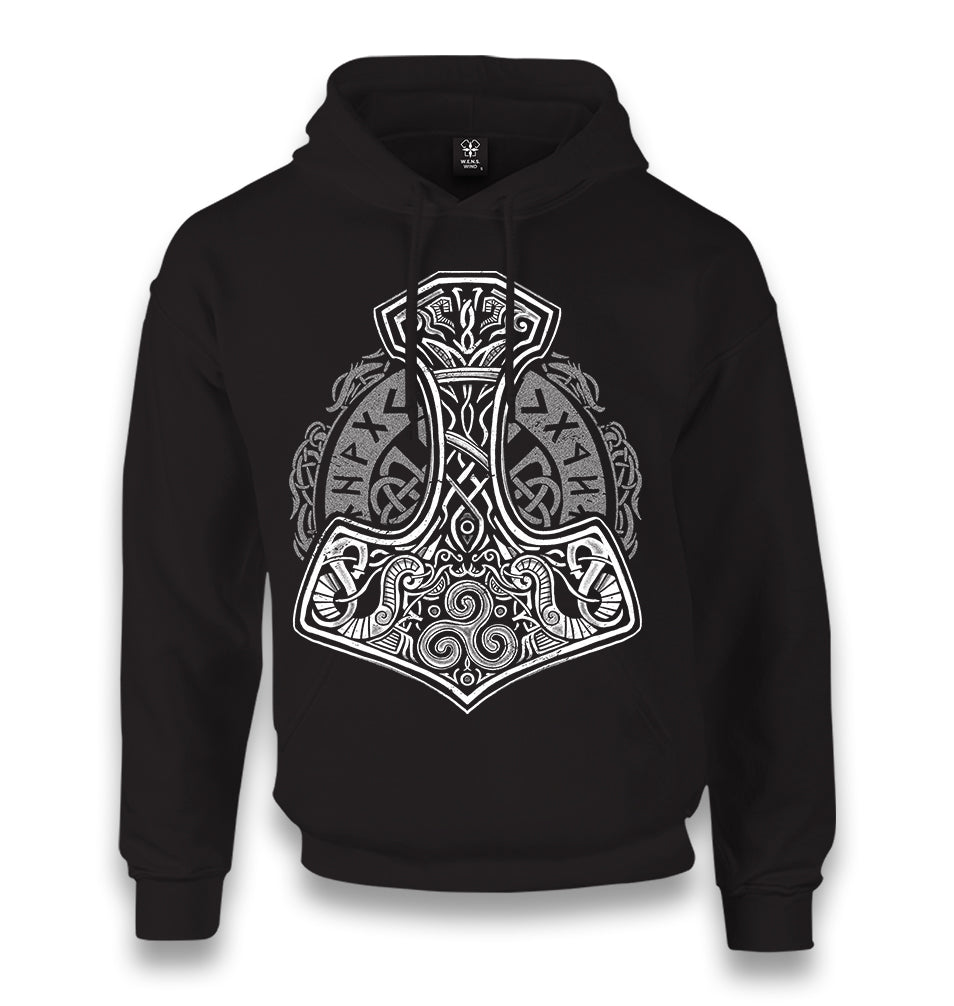 A Viking Hammer in Tribal Style Unisex Black Hoodie - Premium  from W.E.N.S. WIND - Just 11990! Shop now at W.E.N.S. WIND