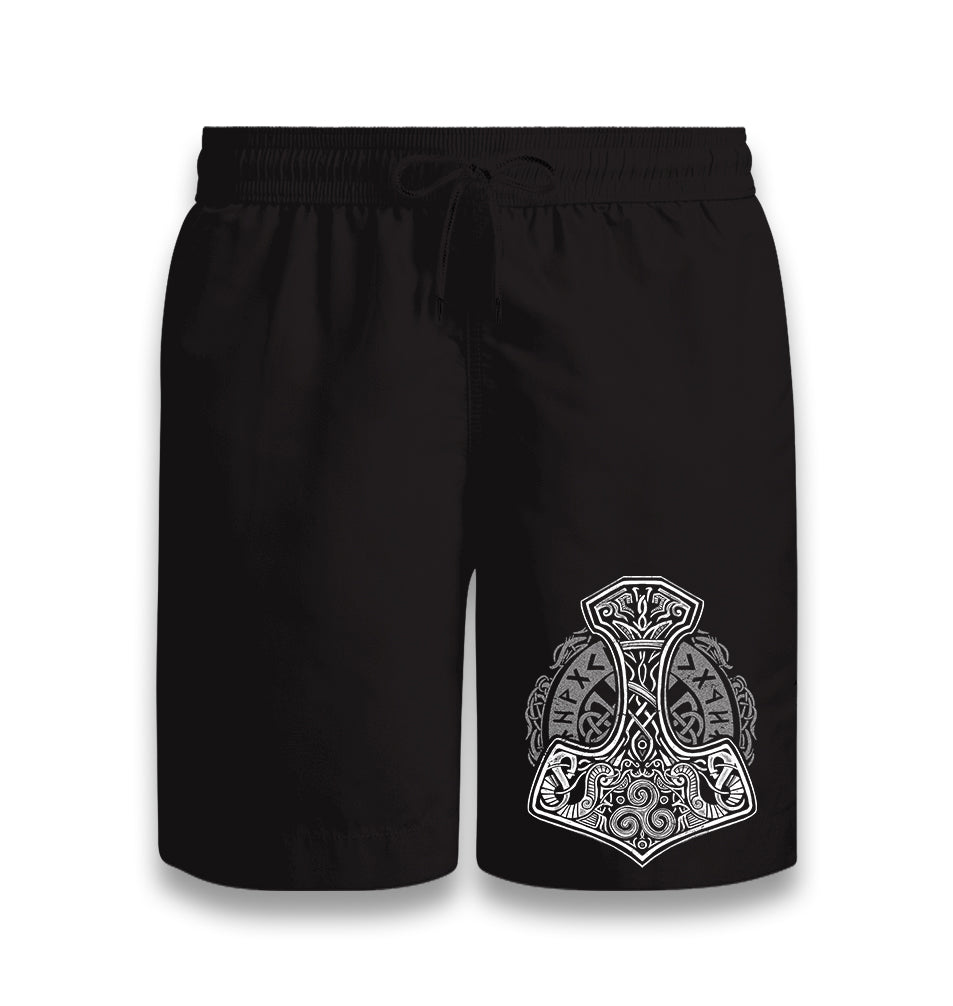 A Viking Hammer in Tribal Style Black Shorts - Premium  from W.E.N.S. WIND - Just 7990! Shop now at W.E.N.S. WIND