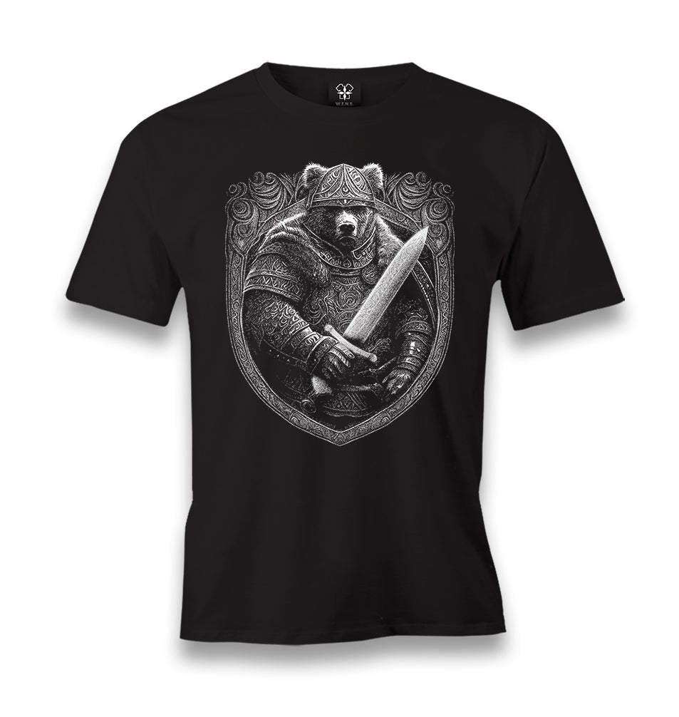 Bear Dressed as a Viking with a Sword Men's Black Tshirt - Premium  from W.E.N.S. WIND - Just 6490! Shop now at W.E.N.S. WIND