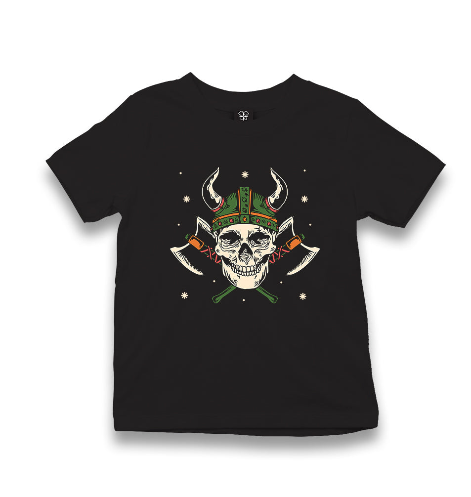 A Viking Skull with a Hammer and Axes Kid's Black T-shirt - Premium  from W.E.N.S. WIND - Just 5990! Shop now at W.E.N.S. WIND