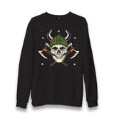 A Viking Skull with a Hammer and Axes Unisex Black Sweatshirt - Premium  from W.E.N.S. WIND - Just 10990! Shop now at W.E.N.S. WIND