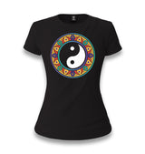 Yin Yang Symbol in the Middle of Mandala Women's Black T-shirt - Premium  from W.E.N.S. WIND - Just 6490! Shop now at W.E.N.S. WIND