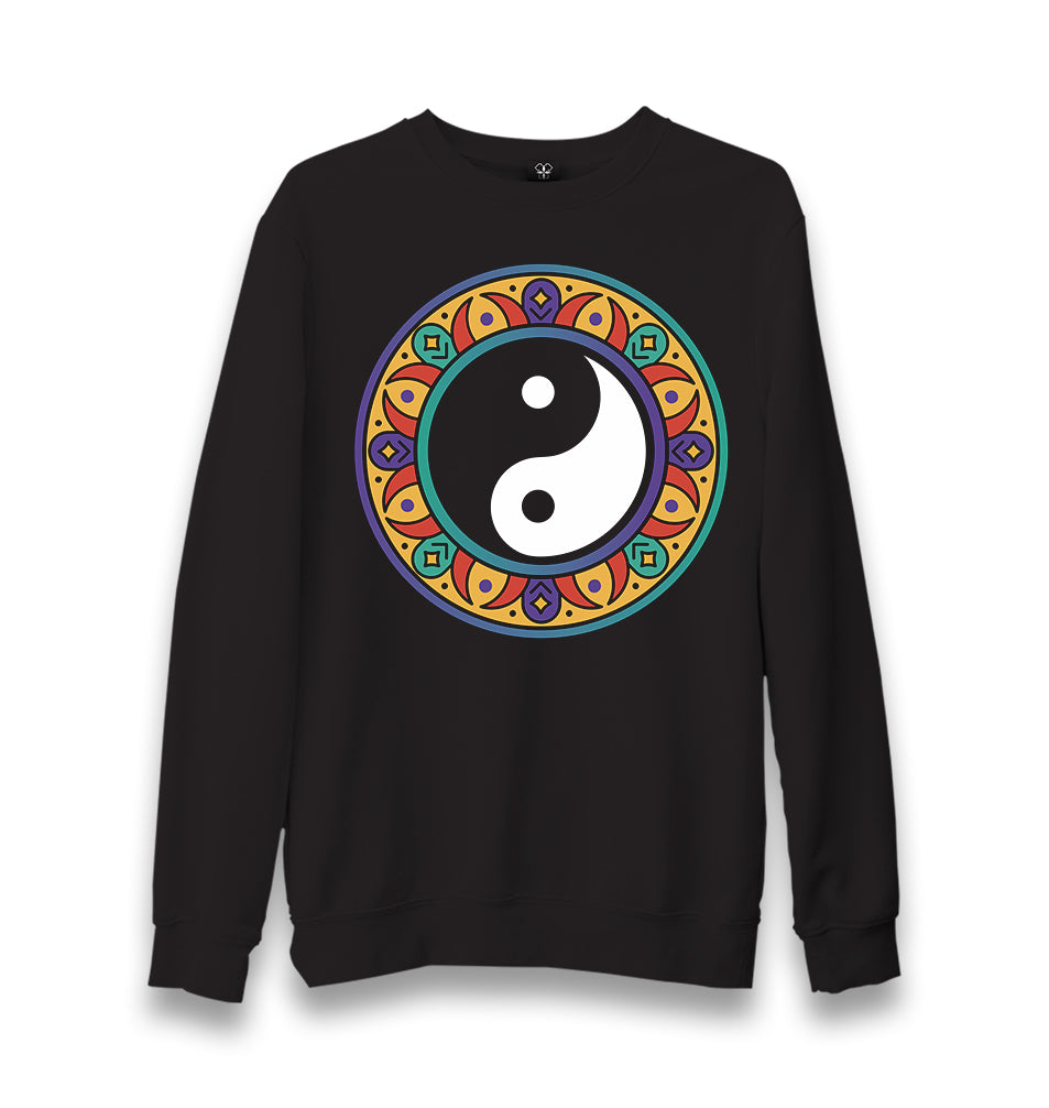 Yin Yang Symbol in the Middle of Mandala Unisex Black Sweatshirt - Premium  from W.E.N.S. WIND - Just 10990! Shop now at W.E.N.S. WIND