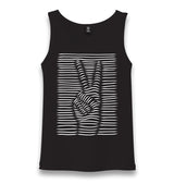 Peace Hand Sign in 3D Unisex Black Tank Top - Premium  from W.E.N.S. WIND - Just 6490! Shop now at W.E.N.S. WIND