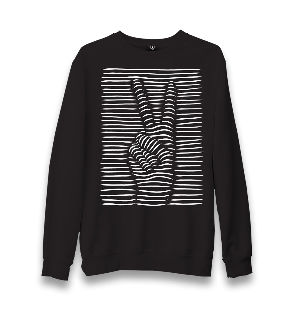 Peace Hand Sign in 3D Unisex Black Sweatshirt - Premium  from W.E.N.S. WIND - Just 10990! Shop now at W.E.N.S. WIND