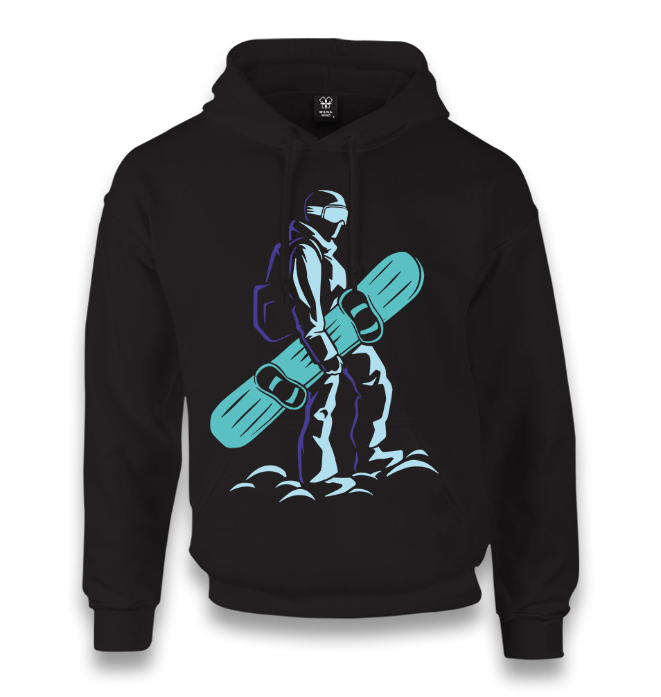 Man Holding Snowboard Unisex Black Hoodie - Premium  from W.E.N.S. WIND - Just 11990! Shop now at W.E.N.S. WIND