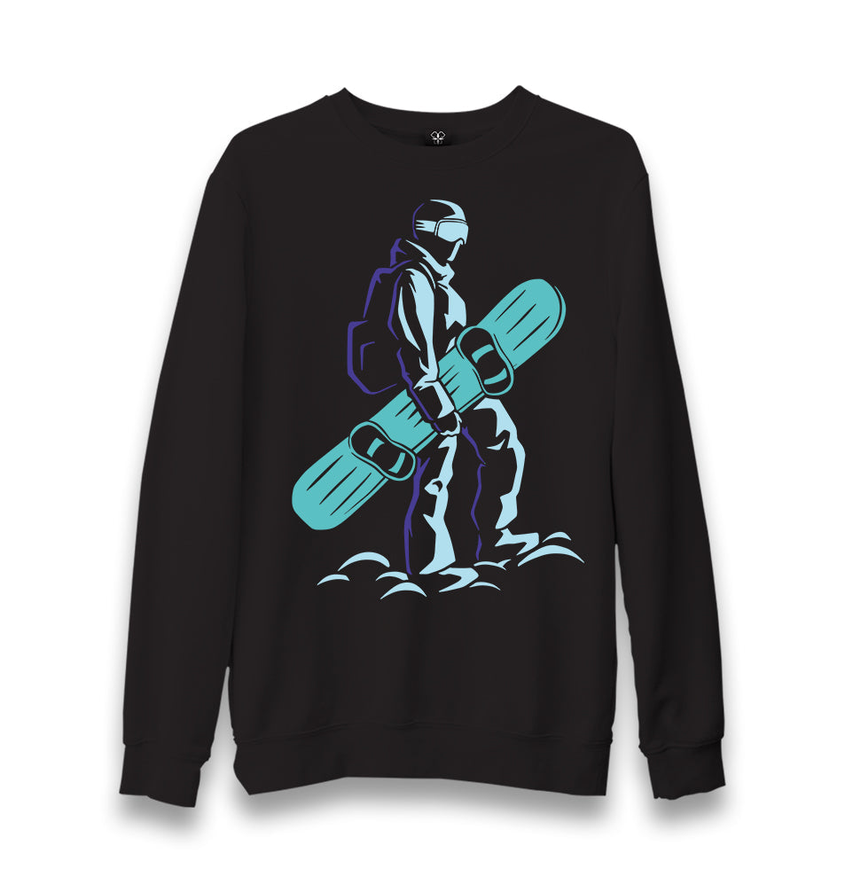 Man Holding Snowboard Unisex Black Sweatshirt - Premium  from W.E.N.S. WIND - Just 10990! Shop now at W.E.N.S. WIND