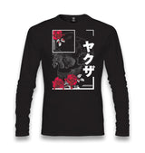 Japanese Quote and Flowers over a Skull Unisex Black Longsleeve - Premium  from W.E.N.S. WIND - Just 7990! Shop now at W.E.N.S. WIND