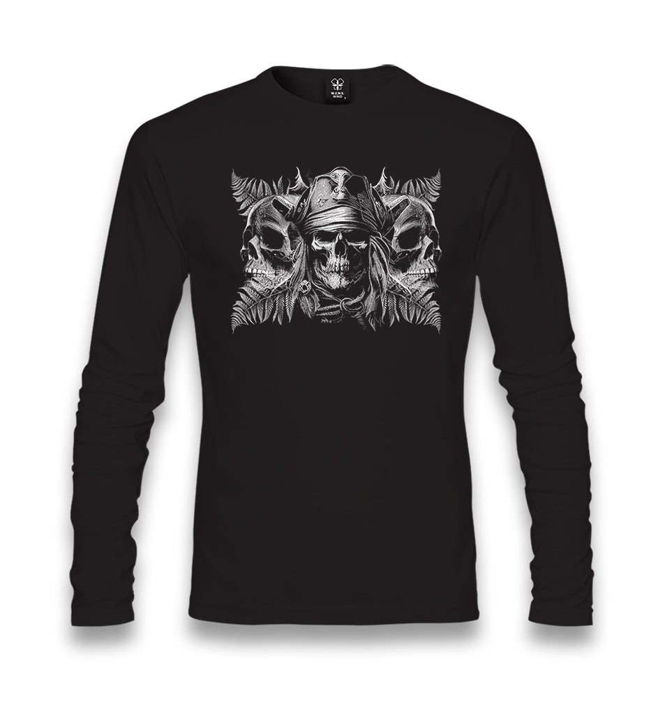 Pirate Skulls Unisex Black Longsleeve - Premium  from W.E.N.S. WIND - Just 7990! Shop now at W.E.N.S. WIND