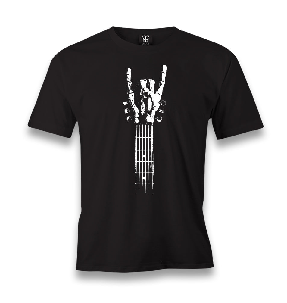 Skeleton Hand Doing Rock Sign on Guitar Men's Black Tshirt - Premium  from W.E.N.S. WIND - Just 6490! Shop now at W.E.N.S. WIND