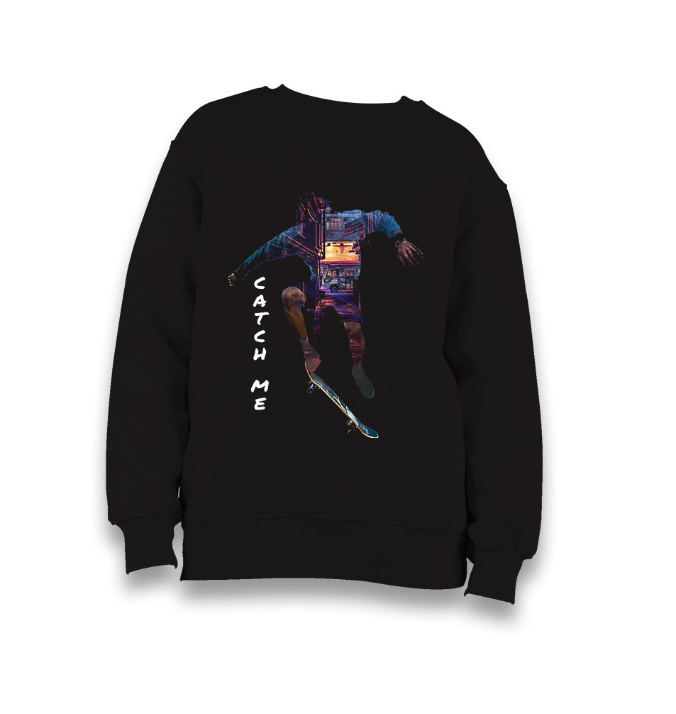 A skater in a City Kid's Black Sweatshirt - Premium  from W.E.N.S. WIND - Just 7990! Shop now at W.E.N.S. WIND