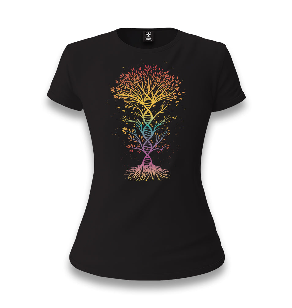 Colorful Tree Shaped Like DNA Women's Black T-shirt - Premium  from W.E.N.S. WIND - Just 6490! Shop now at W.E.N.S. WIND