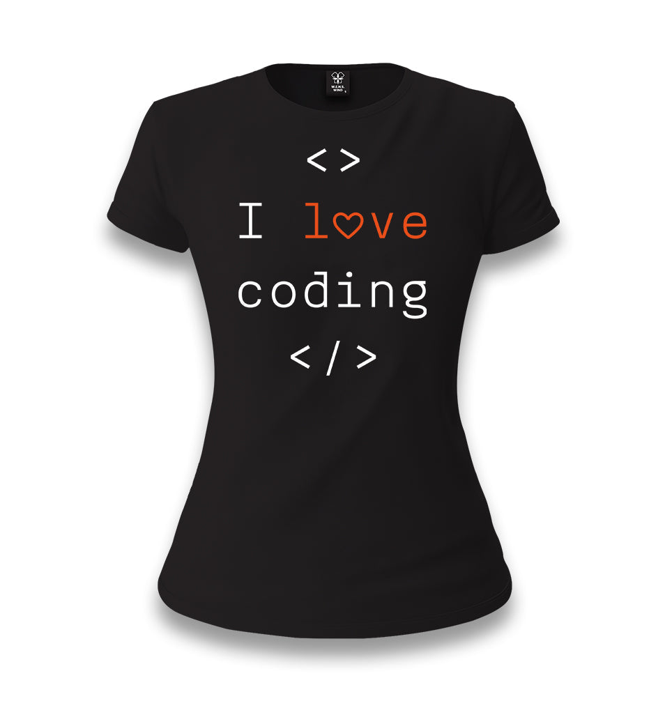 I Love Coding Women's Black T-shirt - Premium  from W.E.N.S. WIND - Just 6490! Shop now at W.E.N.S. WIND