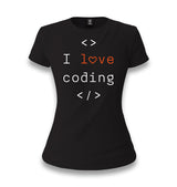 I Love Coding Women's Black T-shirt - Premium  from W.E.N.S. WIND - Just 6490! Shop now at W.E.N.S. WIND