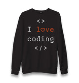 I Love Coding Unisex Black Sweatshirt - Premium  from W.E.N.S. WIND - Just 10990! Shop now at W.E.N.S. WIND