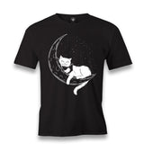 Black Cat Reading on the Moon Men's Black Tshirt - Premium  from W.E.N.S. WIND - Just 6490! Shop now at W.E.N.S. WIND