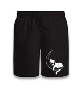 Black Cat Reading on the Moon Black Shorts - Premium  from W.E.N.S. WIND - Just 7990! Shop now at W.E.N.S. WIND