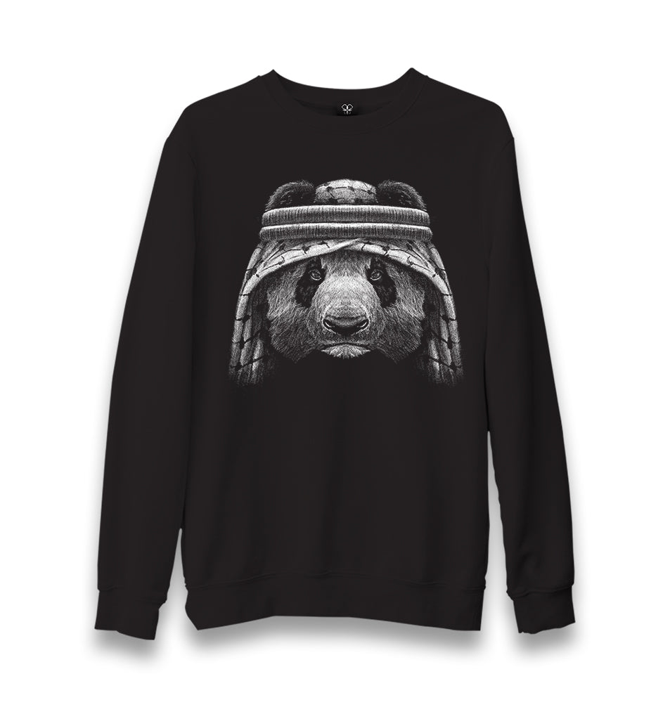 Panda Wearing Headscarf Realistic Unisex Black Sweatshirt - Premium  from W.E.N.S. WIND - Just 10990! Shop now at W.E.N.S. WIND