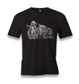 Sleeping Rhinoceros Realistic Men's Black Tshirt - Premium  from W.E.N.S. WIND - Just 6490! Shop now at W.E.N.S. WIND