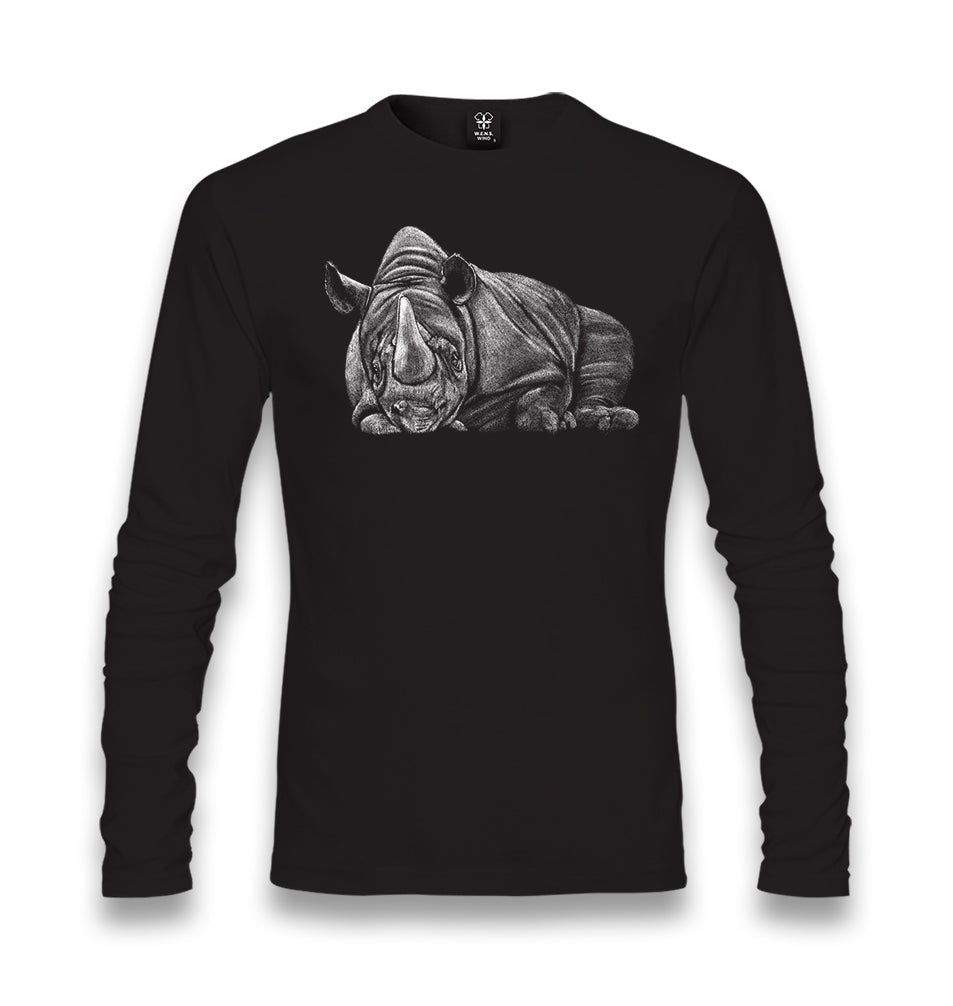 Sleeping Rhinoceros Realistic Unisex Black Longsleeve - Premium  from W.E.N.S. WIND - Just 7990! Shop now at W.E.N.S. WIND