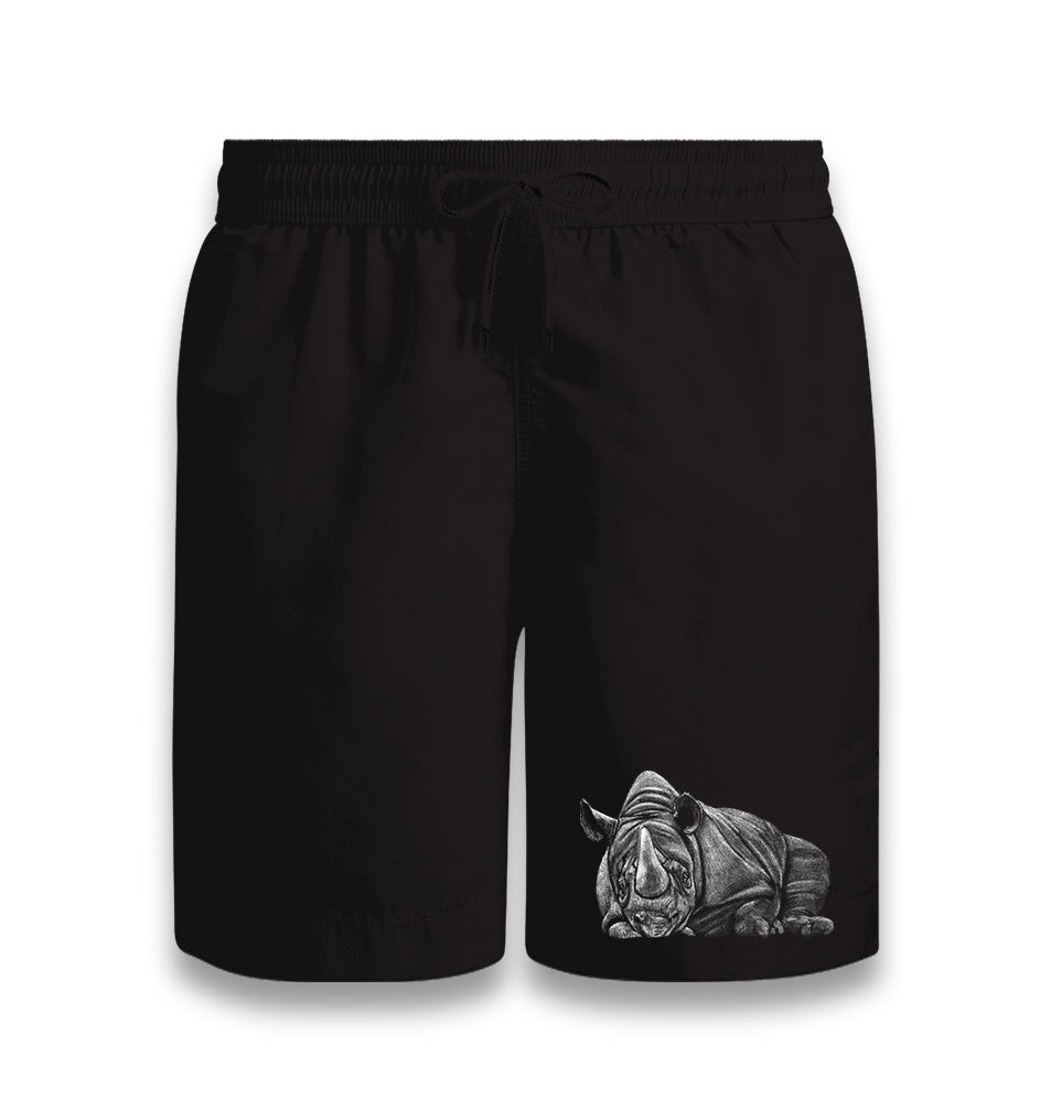 Sleeping Rhinoceros Realistic Black Shorts - Premium  from W.E.N.S. WIND - Just 7990! Shop now at W.E.N.S. WIND
