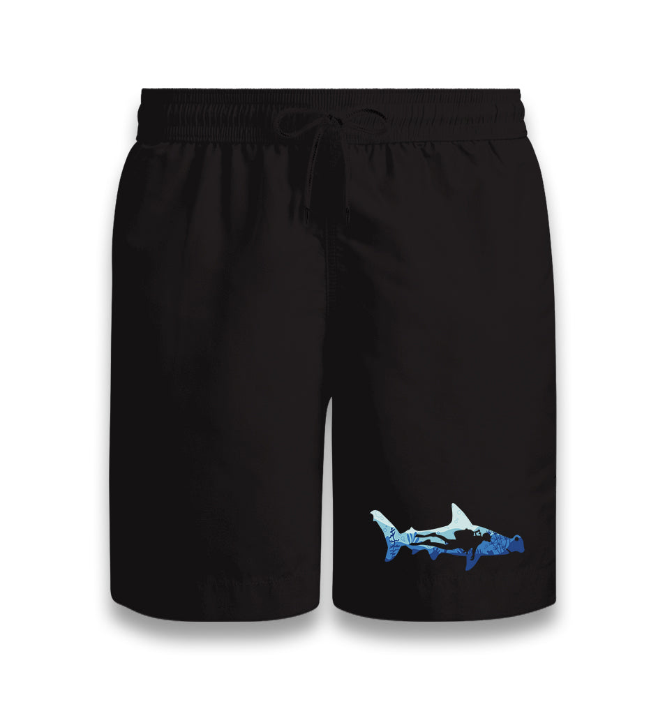 Diver Underwater in a Shark Silhouette Black Shorts - Premium  from W.E.N.S. WIND - Just 7990! Shop now at W.E.N.S. WIND
