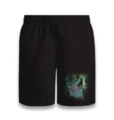 Wolf Howling in a Green Light Forest Black Shorts - Premium  from W.E.N.S. WIND - Just 7990! Shop now at W.E.N.S. WIND