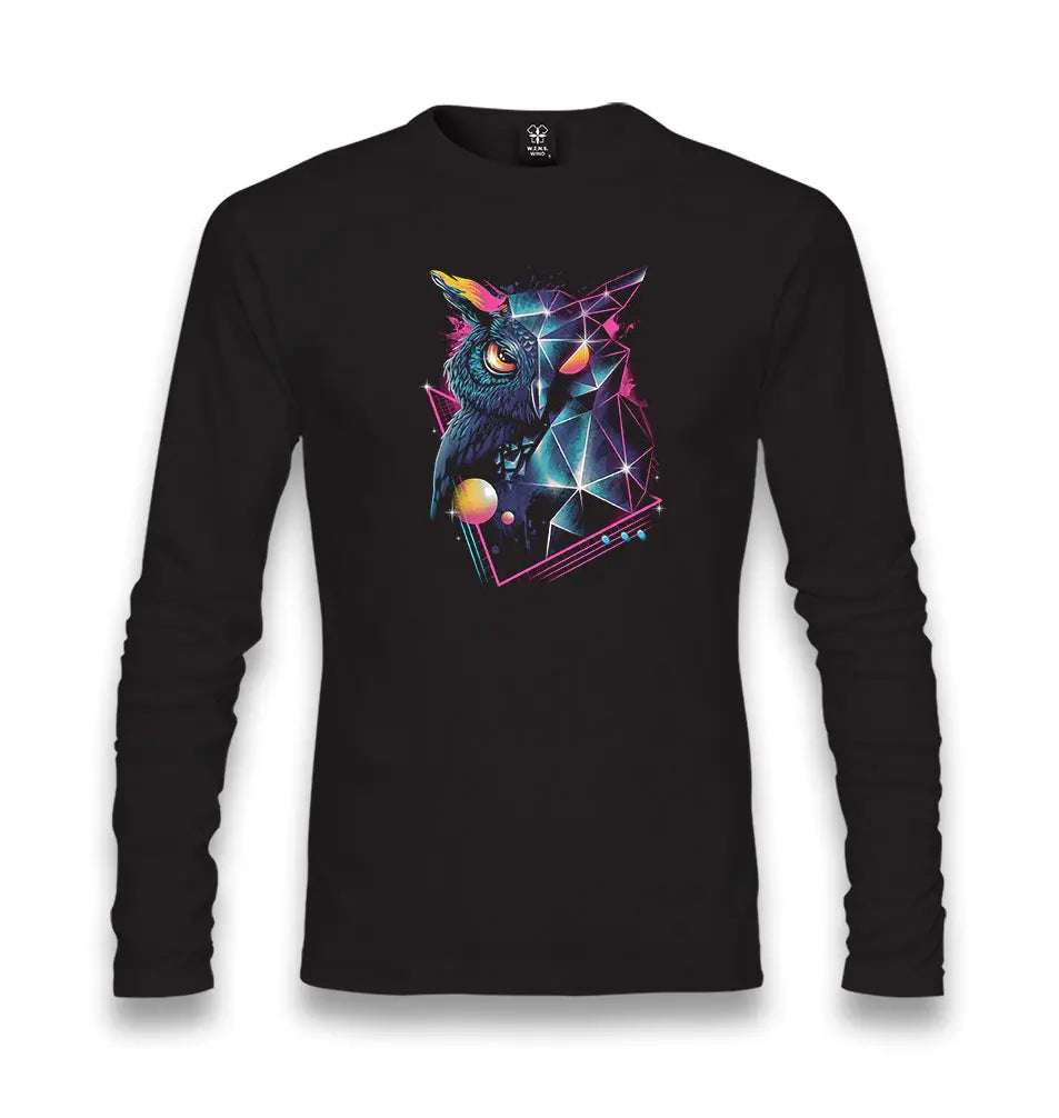 Full Turn - Owl Unisex Black Longsleeve - Premium  from W.E.N.S. WIND - Just 7990! Shop now at W.E.N.S. WIND