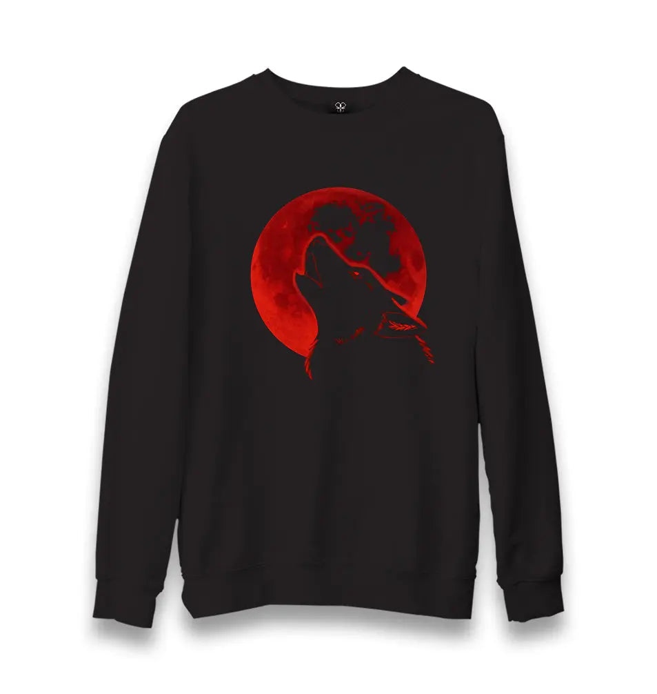Red Moon - Wolf Unisex Black Sweatshirt - Premium  from W.E.N.S. WIND - Just 10990! Shop now at W.E.N.S. WIND