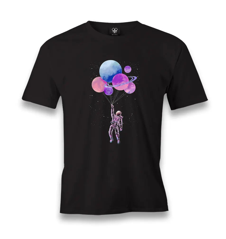 Flying With The Planets - Astronaut Men's Black Tshirt - Premium  from W.E.N.S. WIND - Just 6490! Shop now at W.E.N.S. WIND