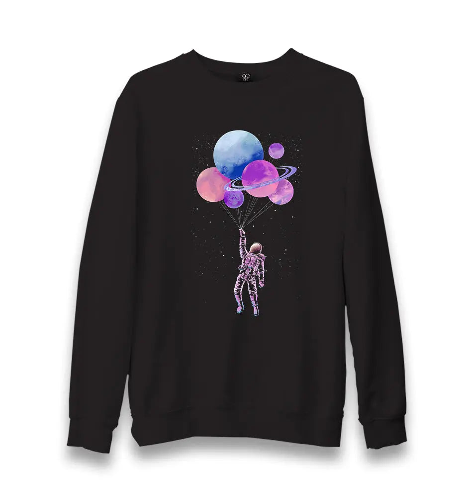 Flying With The Planets - Astronaut Unisex Black Sweatshirt - Premium  from W.E.N.S. WIND - Just 10990! Shop now at W.E.N.S. WIND