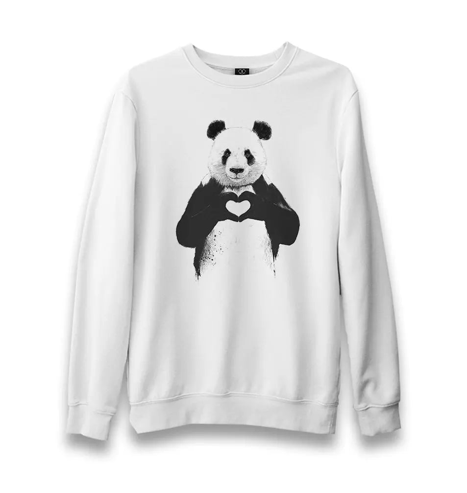 Panda - All U Need Unisex White Sweatshirt - Premium  from W.E.N.S. WIND - Just 10990! Shop now at W.E.N.S. WIND