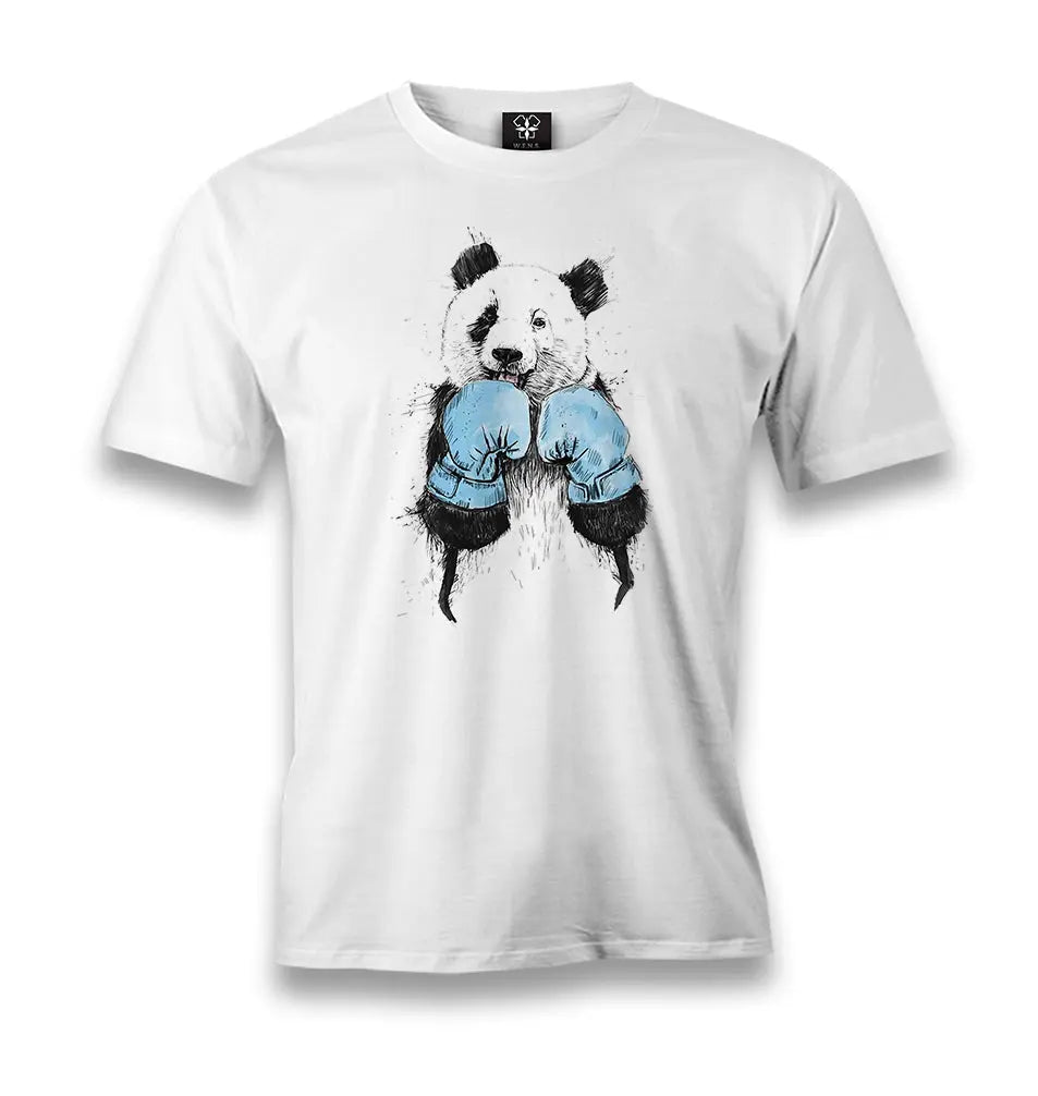 Panda - Boxing Men's White Tshirt - Premium  from W.E.N.S. WIND - Just 6490! Shop now at W.E.N.S. WIND