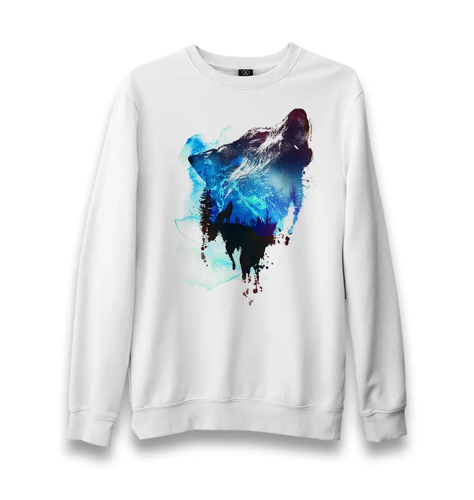 Wolf IV Unisex White Sweatshirt - Premium  from W.E.N.S. WIND - Just 10990! Shop now at W.E.N.S. WIND