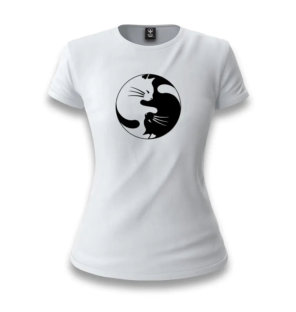 Yin Yang - Cat White Women T-shirt - Premium  from W.E.N.S. WIND - Just 6490! Shop now at W.E.N.S. WIND