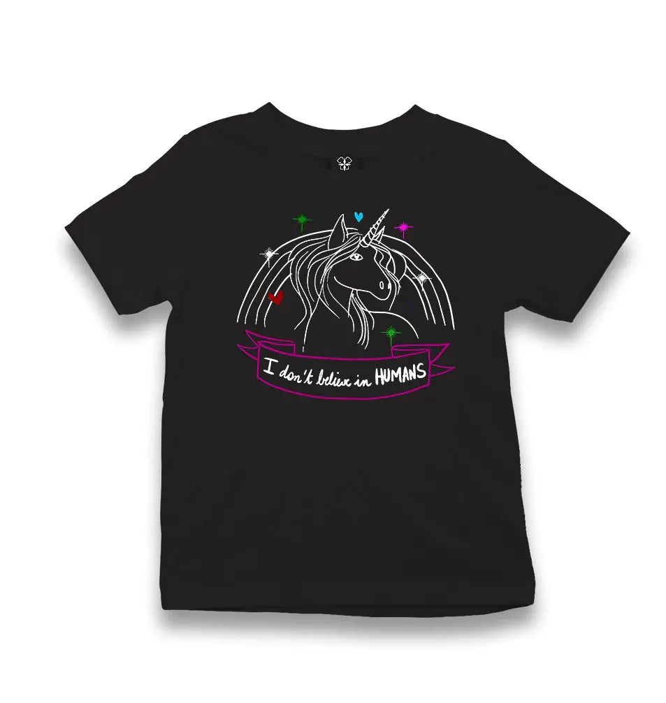 Unicorn - I Don't Believe In Humans Kid's Black T-shirt - Premium  from W.E.N.S. WIND - Just 5990! Shop now at W.E.N.S. WIND