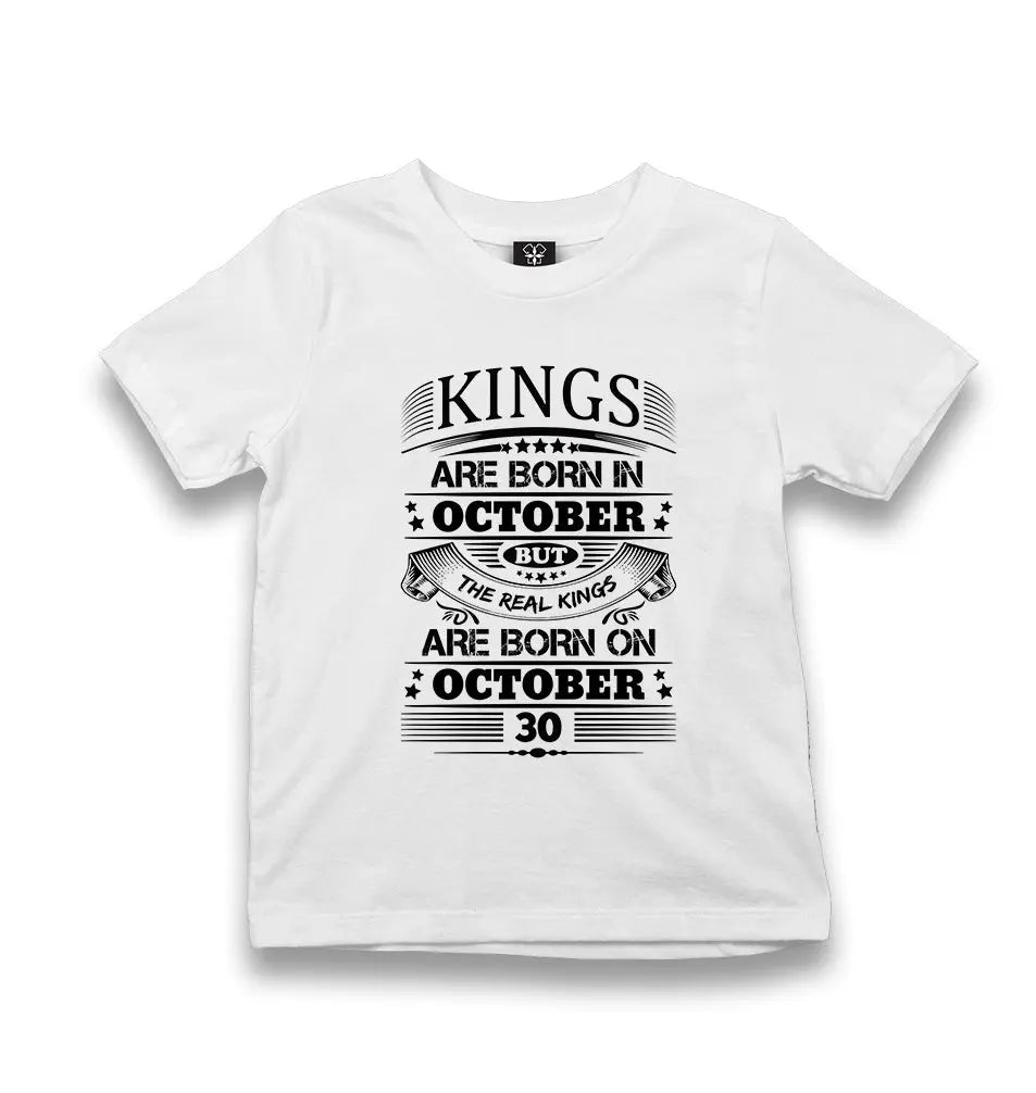 Real Kings Born On October Kid's White Tshirt - Premium  from W.E.N.S. WIND - Just 5990! Shop now at W.E.N.S. WIND