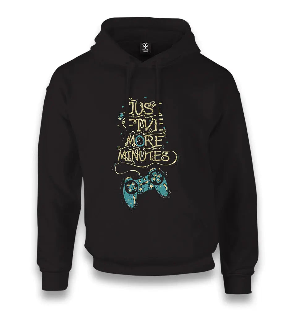 Just Five More Minutes Unisex Black Hoodie - Premium  from W.E.N.S. WIND - Just 11990! Shop now at W.E.N.S. WIND