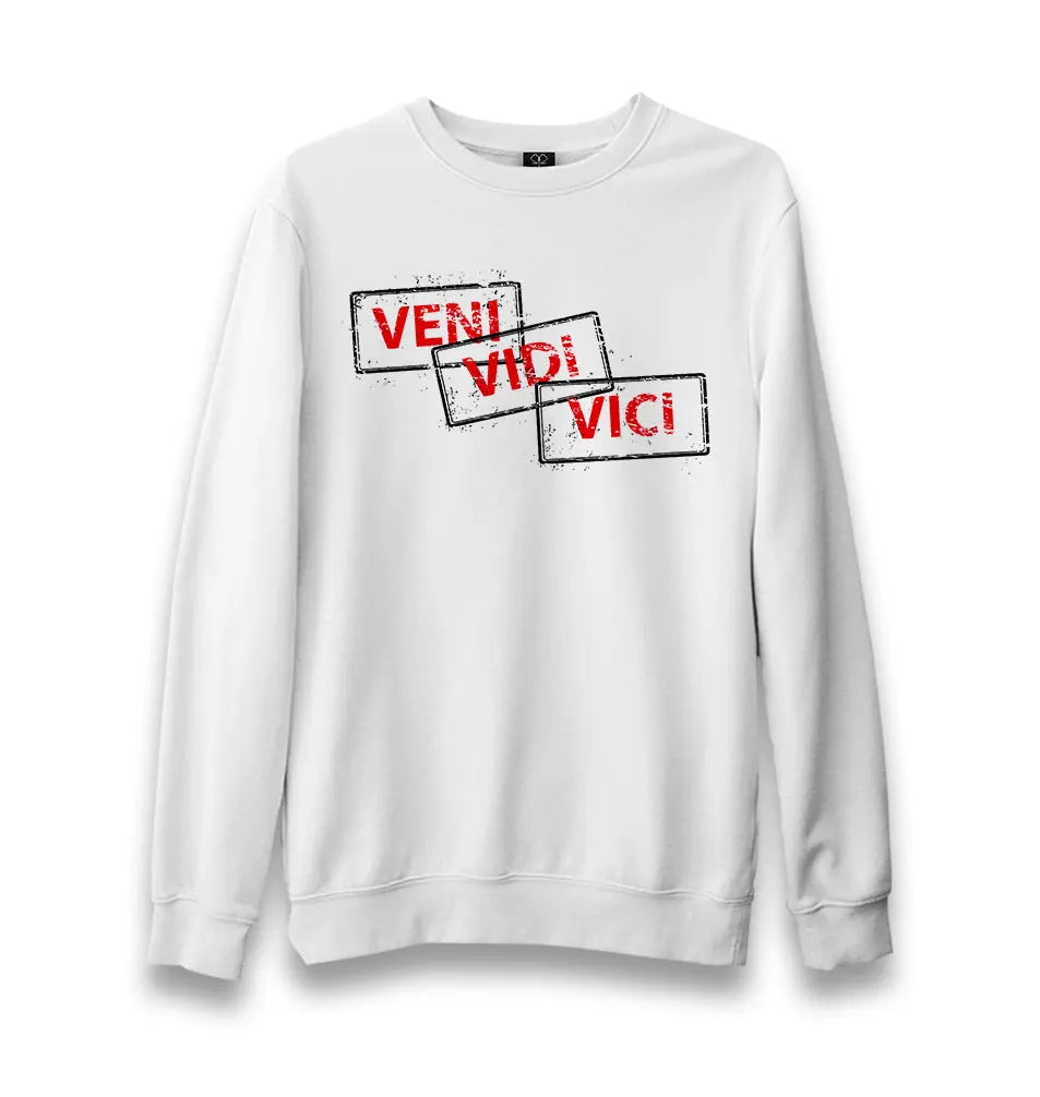 Veni Vidi Vici Unisex White Sweatshirt - Premium  from W.E.N.S. WIND - Just 10990! Shop now at W.E.N.S. WIND