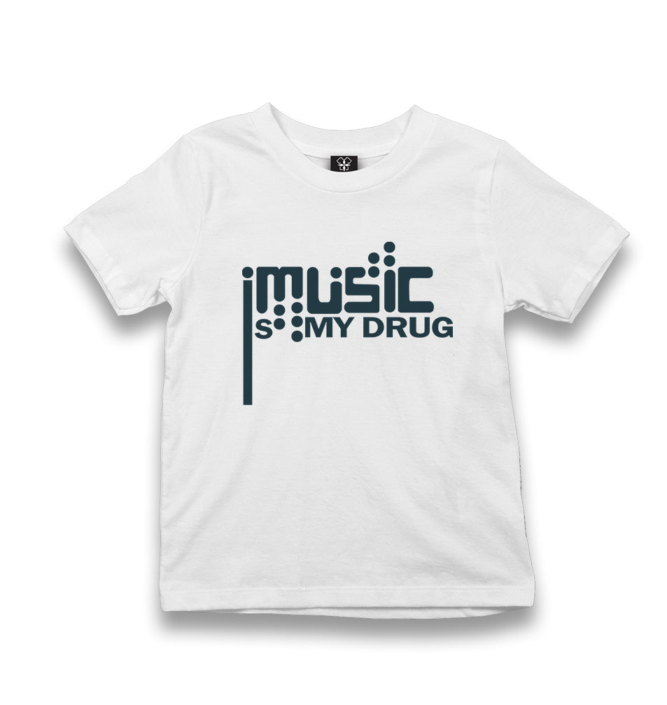 Music Is My Drug Logo Kid's White Tshirt - Premium  from W.E.N.S. WIND - Just 5990! Shop now at W.E.N.S. WIND