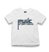 Music Is My Drug Logo Kid's White Tshirt - Premium  from W.E.N.S. WIND - Just 5990! Shop now at W.E.N.S. WIND
