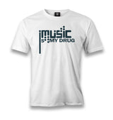 Music Is My Drug Logo Men's White Tshirt - Premium  from W.E.N.S. WIND - Just 6490! Shop now at W.E.N.S. WIND